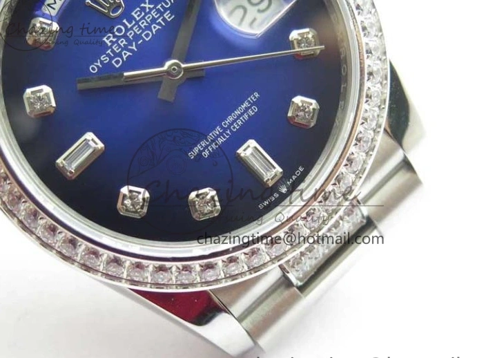 MiroTime 0521 Day-Date 36mm 128239 SS Crystal BP Best Edition Blue Crystal Marker Dial on SS President Bracelet A OdorResistant 2677
